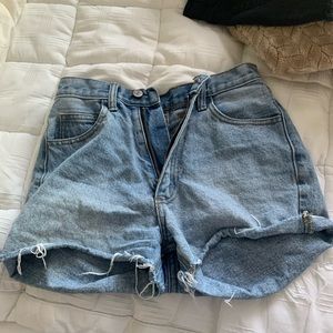 Baby blue high waisted jean shorts